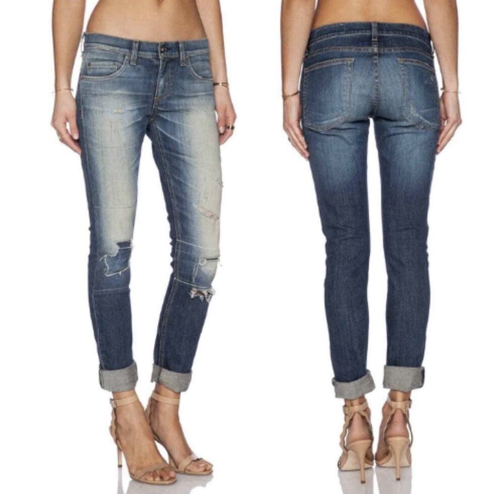 Rag & Bone The Dre Jeans In Surfer Repair Blue Size 25 10584 Skinny Straight
